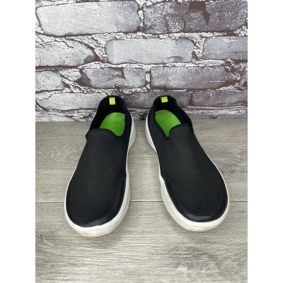 OOFOS OOmg eeZee Black White Slip On Recovery Shoes Canvas Women Sz 8.5M US/39.5 - Picture 8 of 16